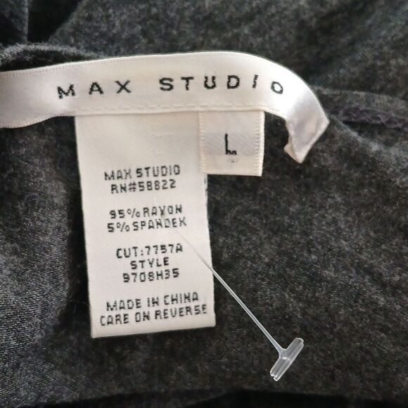 Max Studio  gray high waisted  super low cut v neckline  Sz L NWOT - Picture 7 of 7